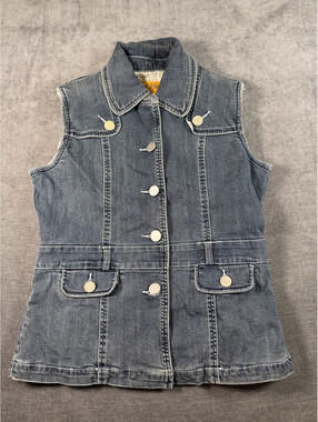Comfort Denim Women's Sleeveless Denim Vest Jacket Size L